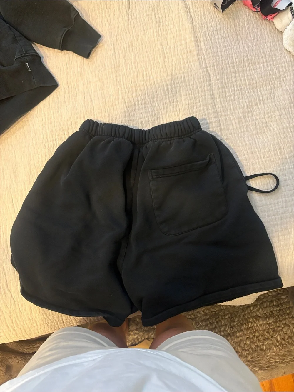 Essentials Black Logo Fleece Shorts